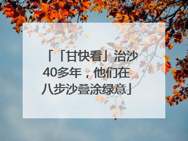 「甘快看」治沙40多年，他们在八步沙叠涂绿意