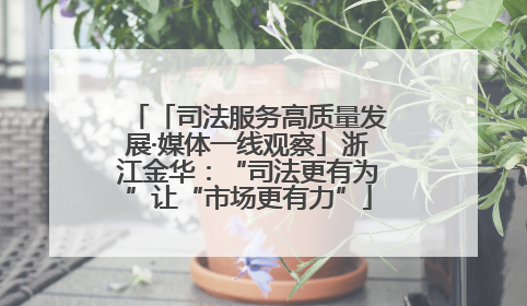 「司法服务高质量发展·媒体一线观察」浙江金华：“司法更有为”让“市场更有力”