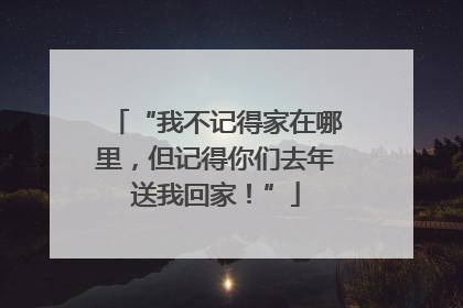 “我不记得家在哪里，但记得你们去年送我回家！”