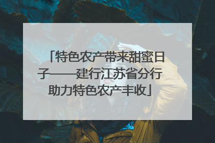 特色农产带来甜蜜日子——建行江苏省分行助力特色农产丰收