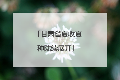 甘肃省夏收夏种陆续展开