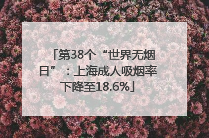 第38个“世界无烟日”：上海成人吸烟率下降至18.6%