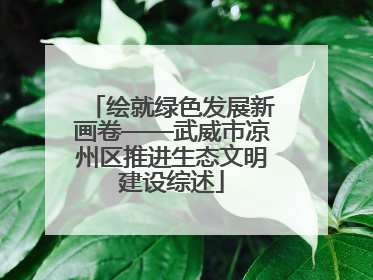 绘就绿色发展新画卷——武威市凉州区推进生态文明建设综述