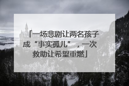 一场悲剧让两名孩子成“事实孤儿”，一次救助让希望重燃