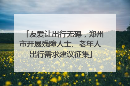 友爱让出行无碍，郑州市开展残障人士、老年人出行需求建议征集