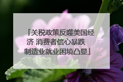 关税政策反噬美国经济 消费者信心暴跌 制造业就业困境凸显