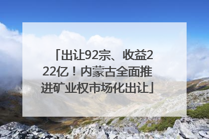 出让92宗、收益222亿！内蒙古全面推进矿业权市场化出让