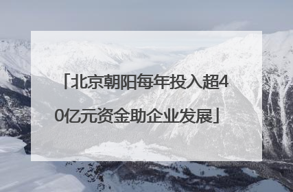 北京朝阳每年投入超40亿元资金助企业发展