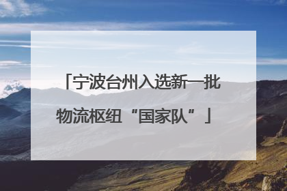 宁波台州入选新一批物流枢纽“国家队”