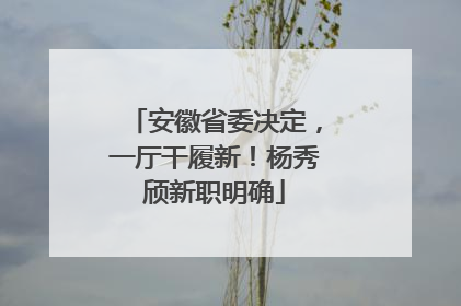 安徽省委决定，一厅干履新！杨秀颀新职明确