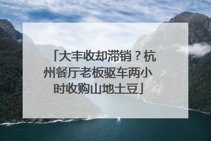 大丰收却滞销？杭州餐厅老板驱车两小时收购山地土豆