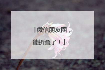 微信朋友圈，能折叠了！