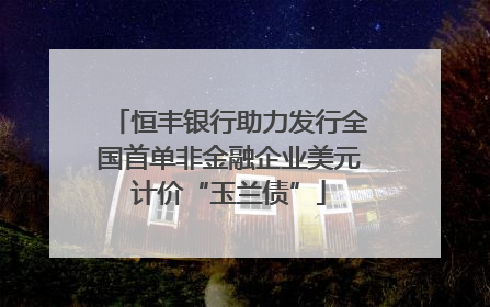 恒丰银行助力发行全国首单非金融企业美元计价“玉兰债”
