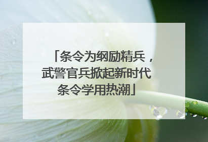 条令为纲励精兵，武警官兵掀起新时代条令学用热潮