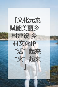文化元素赋能美丽乡村建设 乡村文化IP“活”起来“火”起来