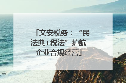 文安税务：“民法典+税法”护航企业合规经营