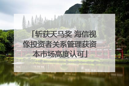 斩获天马奖 海信视像投资者关系管理获资本市场高度认可