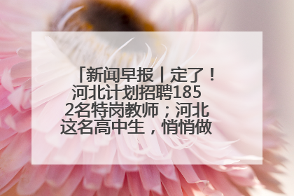 新闻早报丨定了！河北计划招聘1852名特岗教师；河北这名高中生，悄悄做了件超酷的事>>