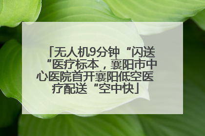 无人机9分钟“闪送“医疗标本，襄阳市中心医院首开襄阳低空医疗配送“空中快
