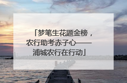 梦笔生花题金榜，农行助考赤子心——浦城农行在行动