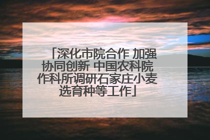 深化市院合作 加强协同创新 中国农科院作科所调研石家庄小麦选育种等工作