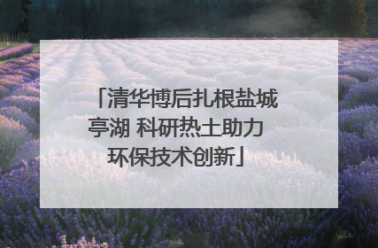 清华博后扎根盐城亭湖 科研热土助力环保技术创新