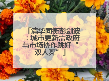 清华同衡彭剑波：城市更新需政府与市场协作跳好“双人舞”