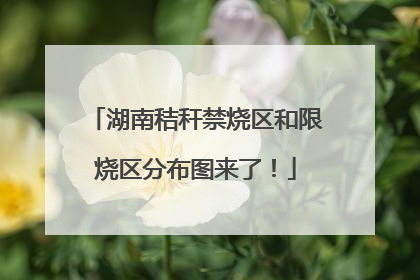 湖南秸秆禁烧区和限烧区分布图来了！