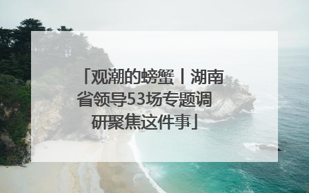 观潮的螃蟹丨湖南省领导53场专题调研聚焦这件事