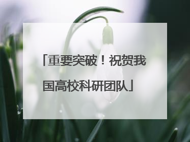 重要突破！祝贺我国高校科研团队