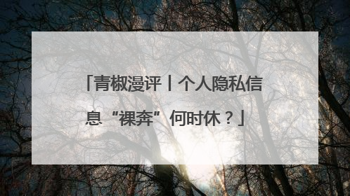 青椒漫评丨个人隐私信息“裸奔”何时休？