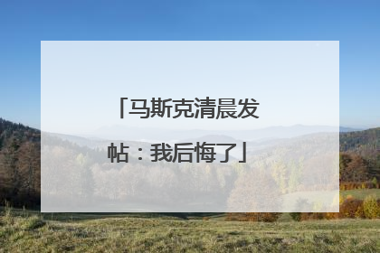 马斯克清晨发帖：我后悔了