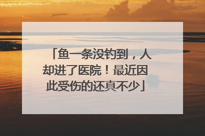 鱼一条没钓到，人却进了医院！最近因此受伤的还真不少