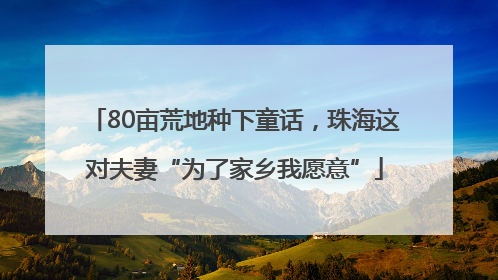 80亩荒地种下童话，珠海这对夫妻“为了家乡我愿意”